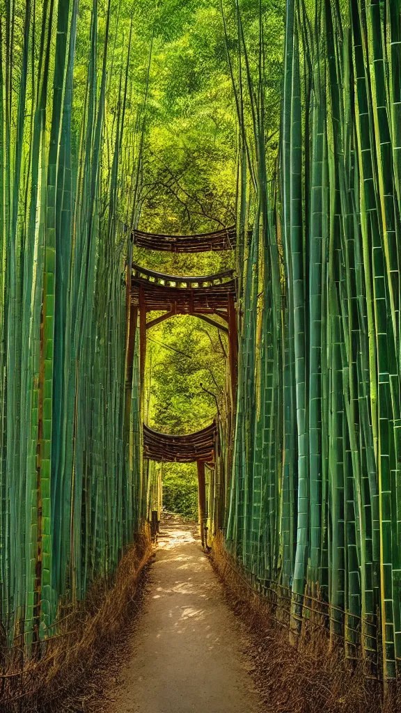 Prompt: “Torii gate in a bamboo forest, realistic, hiperrealist, photorealist, intricate, sharp focus, cinematic lights, Artstation HQ, Deviantart trending, 4K UHD, masterpiece”