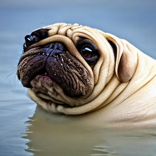 Image similar to a walrus that looks like a pug, national geographic photography