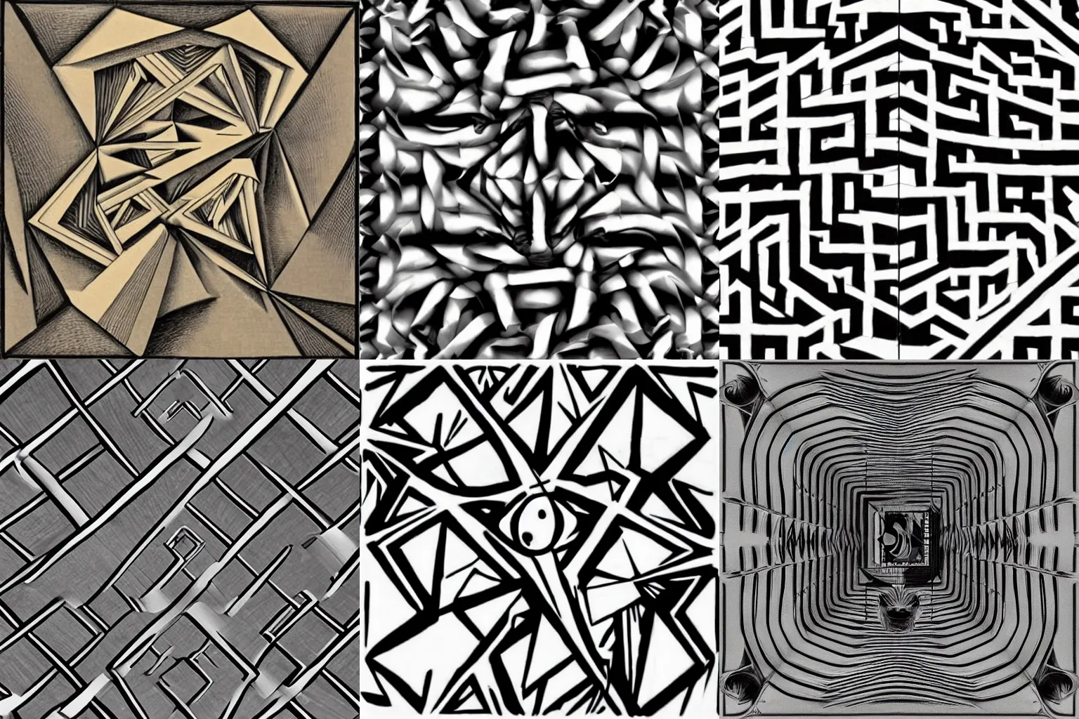 Prompt: Escher-Like Face 4k, masterpiece