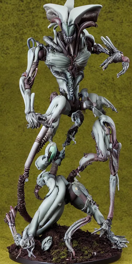 Image similar to bootleg figure of a plastic xenomorph surrounded of dirt and moss secondhand, mcfarlane, figma, cursed photography