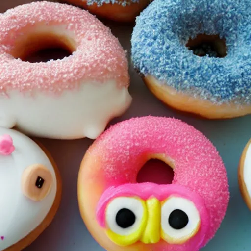 Prompt: kawaii donuts made out of water