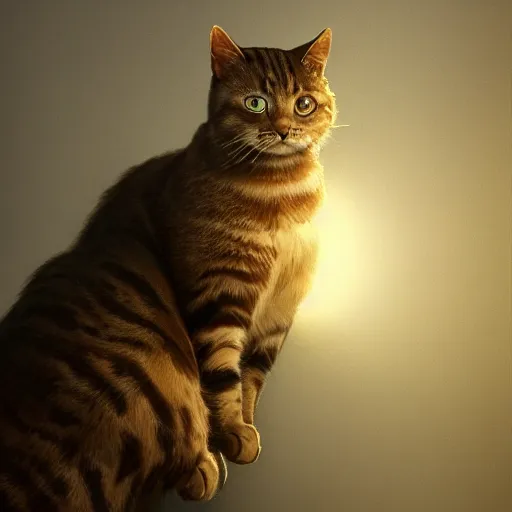 Image similar to a high detail photograph of a cat, high detail cinematic lighting, 8k, establishing shot, photorealism, cgcosiety, trending on artstation, by greg rutkowski