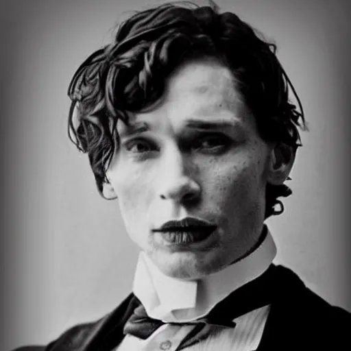 Image similar to early victorian headshot photograph of a mix between cillian murphy, tom hardy and tom hiddleston, very grainy, blurry, 1 8 4 0 s, 1 8 5 0 s, realistic face, rare