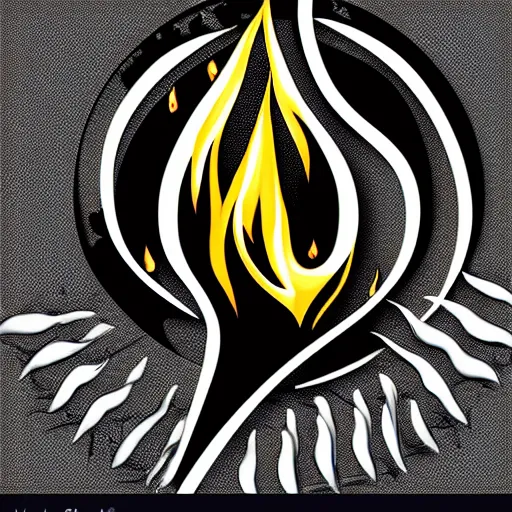 Image similar to high contrast black ink on white paper flame logo vector