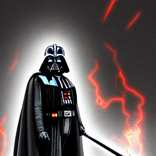 Image similar to gandalf as darth vader, dramatic lighting, 4 k, digital art,