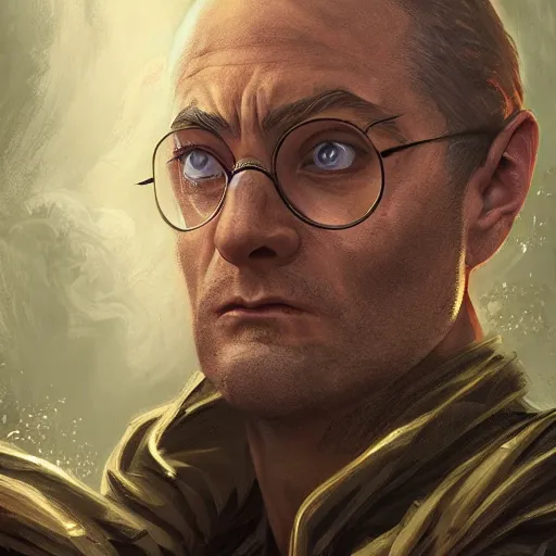 Image similar to detailed portrait of harry potter as doomguy, fantasy, intricate, elegant, highly detailed, digital painting, artstation, concept art, matte, sharp focus, illustration, art by aenaluck, artgerm and roberto ferri and greg rutkowski, epic fantasy, digital painting