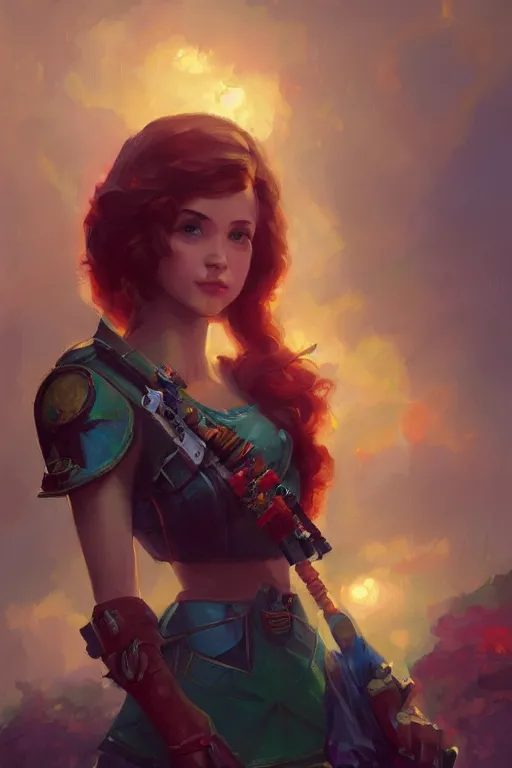 Prompt: a portrait of a cute young southern belle, warhammer 4 0 k setting, vivid colors, soft lighting, atmospheric, cinematic, moody, in the style of artgerm and greg rutkowski, oil on canvas, 8 k