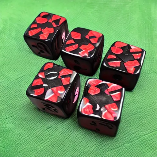 Prompt: triple skulls on blood bowl dice