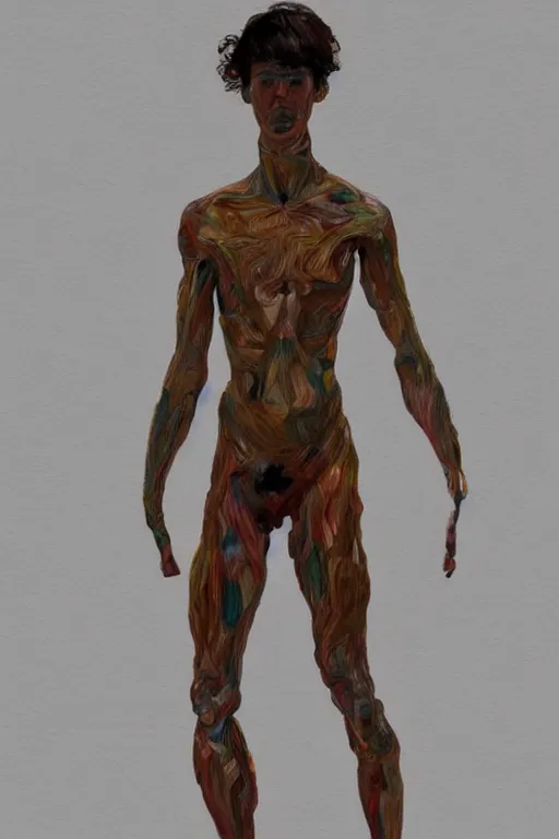 Prompt: a full body character in style of egon schiele and heracut, masterpiece, hyperdetailed, complex, intricate, veiled, 8 k, 4 k, dynamic!!, distorted pose!!, trending on artstation,