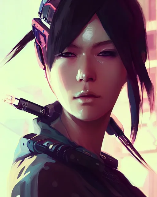 Prompt: lady assassin wearing cyberpunk streetwear, detailed portrait, 4 k, vivid colours, concept art by wlop, ilya kuvshinov, artgerm, krenz cushart, greg rutkowski, pixiv. cinematic dramatic atmosphere, sharp focus, volumetric lighting, cinematic lighting, studio quality