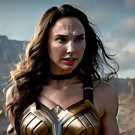 Image similar to cinematic shot of gal gadot as female wolverine