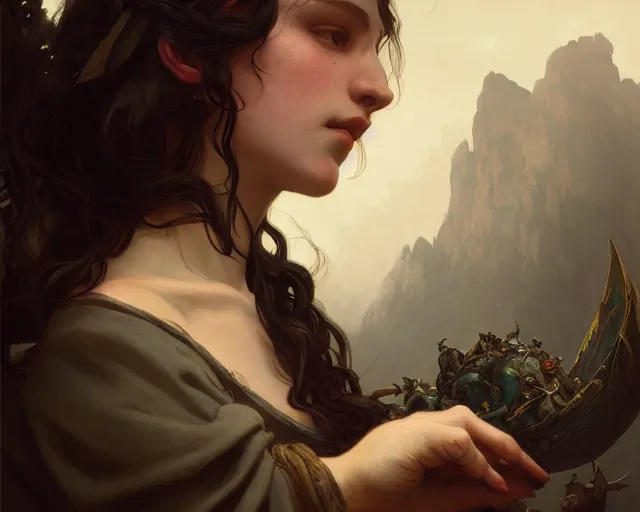 Image similar to photography of gustave courbet, deep focus, d & d, fantasy, intricate, elegant, highly detailed, digital painting, artstation, concept art, matte, sharp focus, illustration, hearthstone, art by artgerm and greg rutkowski and alphonse mucha