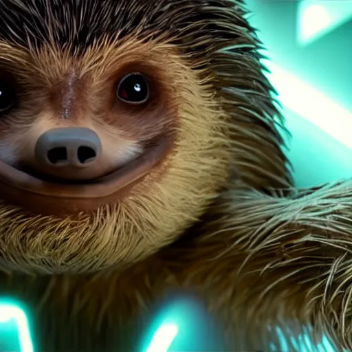 Image similar to sonic the hedgehog as a sloth, weta hyperrealism cinematic lighting and compositon