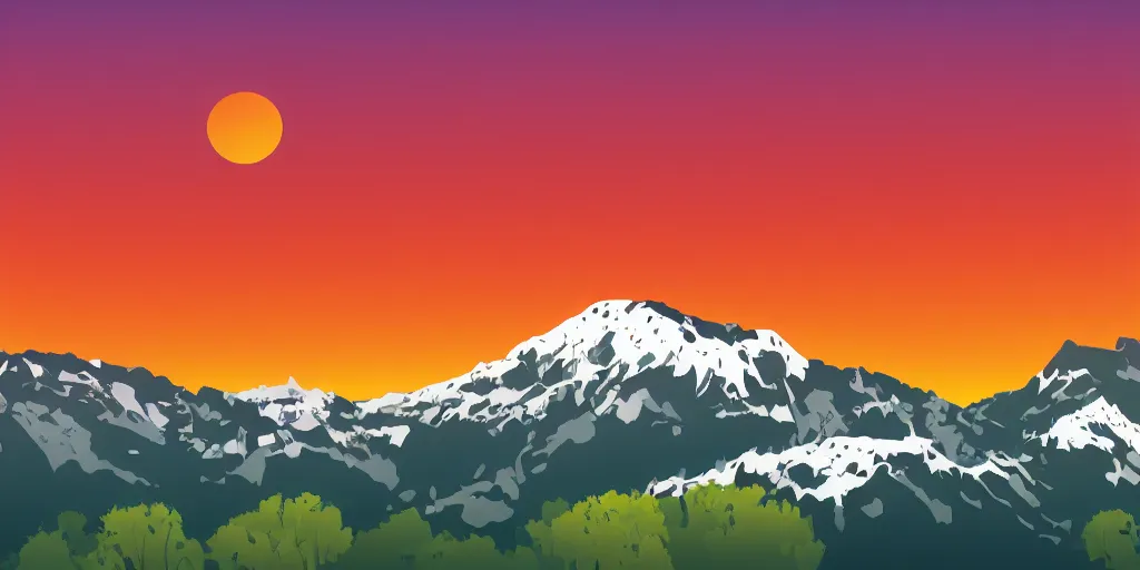 Prompt: sunrise mountain vector illustration digital art by albers josef trending on artstation