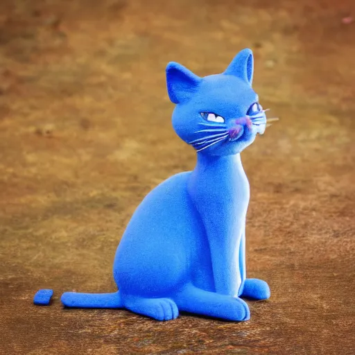 Prompt: a hungry blue cat