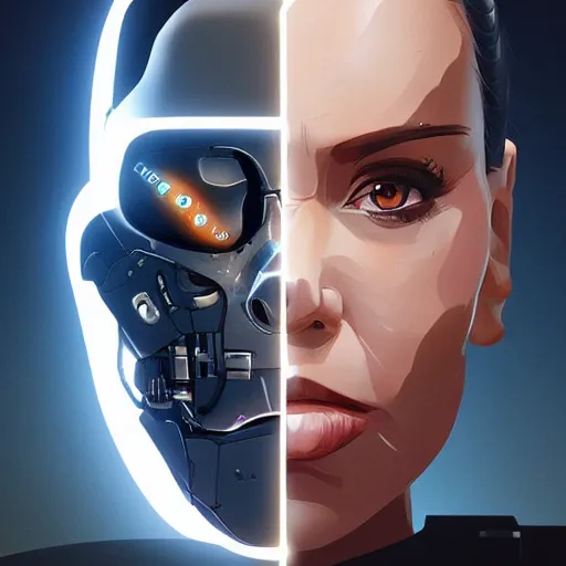 Image similar to face icon stylized minimalist terminator dark fate, loftis, cory behance hd by jesper ejsing, by rhads, makoto shinkai and lois van baarle, ilya kuvshinov, rossdraws global illumination