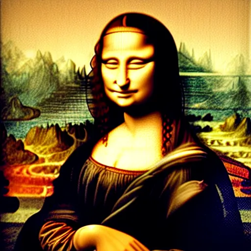Prompt: Mona Lisa eating fried chicken
