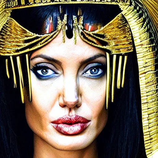 Image similar to an amazing award winning photo of angelina jolie as cleopatra, beautiful masterpiece