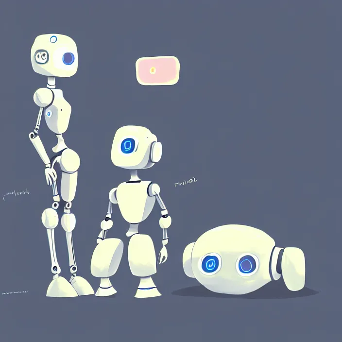 Image similar to concept art for an intimate scene between two cute robots, futurist, scifi, film