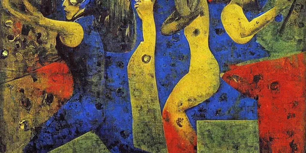 Prompt: PAINTING BY Max Ernst