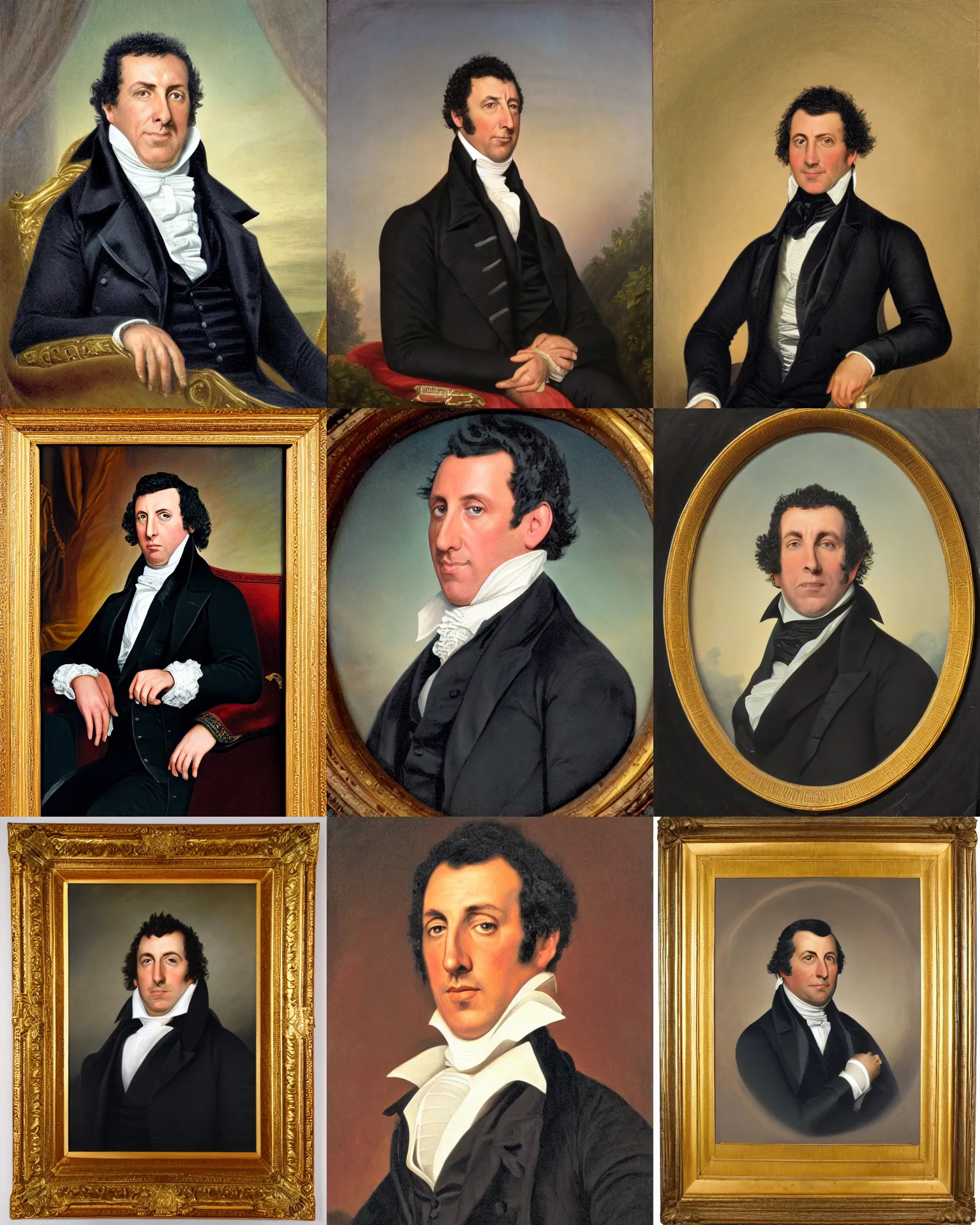 Prompt: Donny Berger Adam Sandler, 6th President of the United States, 1825-1829, Portrait by George Peter Alexander Healy in 1858. Oil on canvas, 62 x 47 inches, White House Collection/White House Historical Association