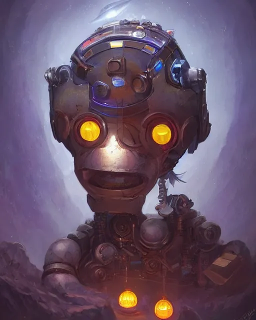 Prompt: robotic slot machine [ thing ], lights, tiny, small, short, dnd character art portrait, matte fantasy painting, deviantart artstation, by jason felix by steve argyle by tyler jacobson by peter mohrbacher, cinema