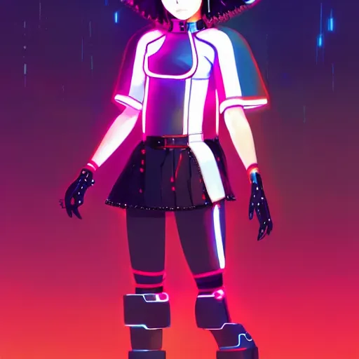 Image similar to a beautiful! bjork model, wearing futuristic cyber leather with articulate! glowing colored led lights, jrpg aztec street fashion, gapmoe yandere grimdark, trending on pixiv fanbox, painted by greg rutkowski makoto shinkai takashi takeuchi studio ghibli, akihiko yoshida