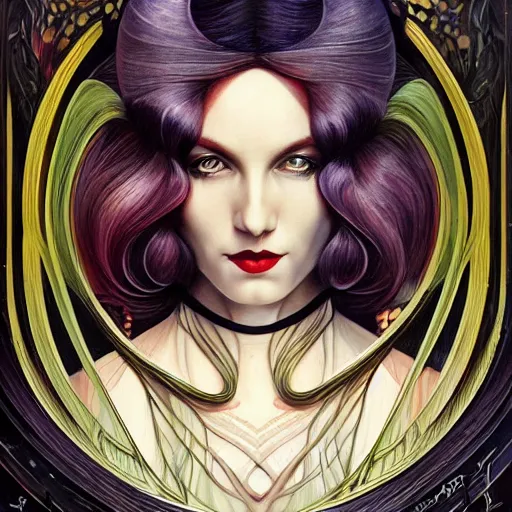 Image similar to an art deco portrait in the style of anna dittmann and donato giancola and charles dulac.