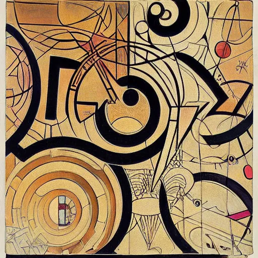 Image similar to maze labyrinth steampunk by albert gleizes and by hilma klint, hd, no border, vivid colors