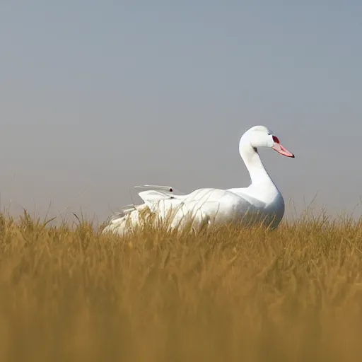 Prompt: a white goose on a sunny grassland, trending on Artstation, visually stunning