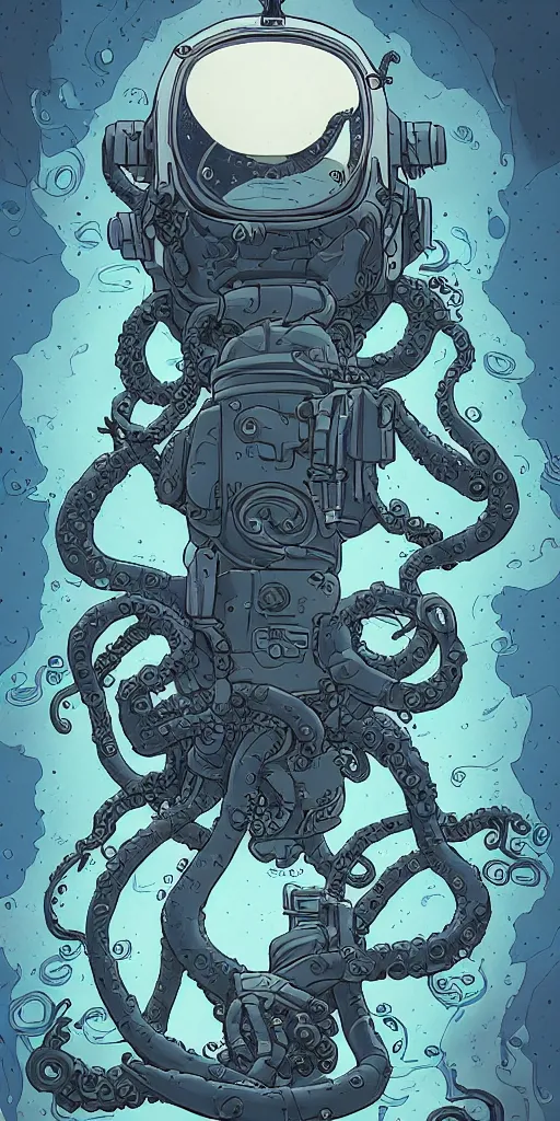 Image similar to eldritch astronaut with tentacle arms, style of james jean and laurie greasley and greg rutkowski, dynamic composition, dramatic lighting, hyper - realistic, ultra detailed, 8 k