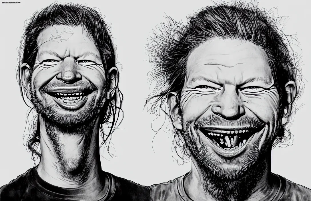 Image similar to aphex twin portrait, in the style of kim jung gi