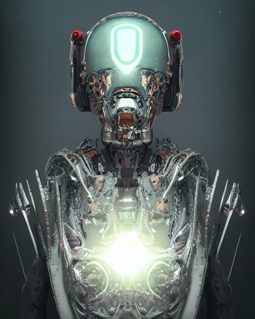 Prompt: benevolent android necromancer, artificial intelligence, scifi, futuristic, highly detailed, trending on artstation, advanced technology, art by vitaly bulgarov and nivanh chanthara and lance wilkinson