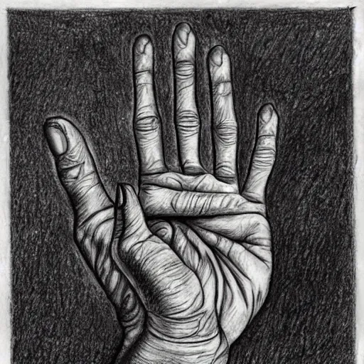 Image similar to a schizophrenic drawing depicting the hand of god, artistic abstarct