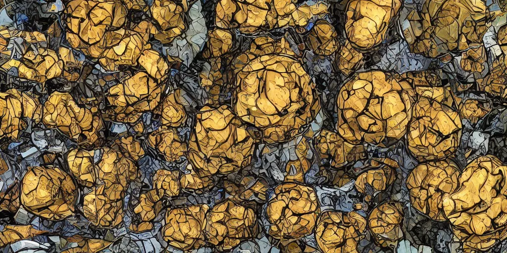 Image similar to unfinished escher style pattern of three point perspective, 3 6 0 panorama colorful kim jung gi balls with the texture of old rust and trash