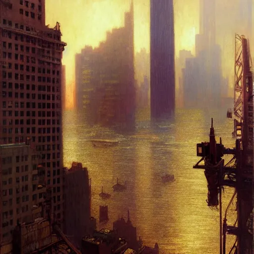 Prompt: modern new york city sinking in the ocean, water is entering. buildings, the whole city is half way underwater already, natural lighting, path traced, highly detailed, high quality, digital painting, by gaston bussiere, craig mullins, alphonse mucha j. c. leyendecker