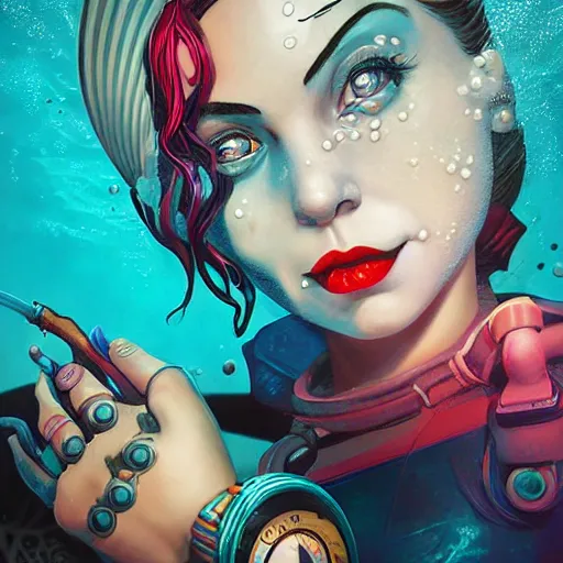 underwater lofi bioshock portrait of harley quinn, | Stable Diffusion ...