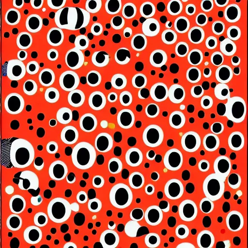Image similar to minimalist posters in the style of yayoi Kusama, inspired by Japan