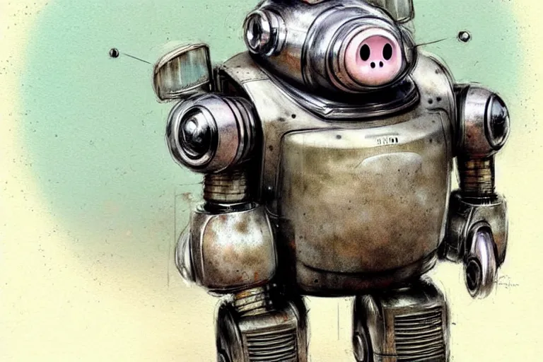 Image similar to ( ( ( ( ( 1 9 5 0 s retro future robot pig. muted colors. ) ) ) ) ) by jean - baptiste monge!!!!!!!!!!!!!!!!!!!!!!!!!!!!!!