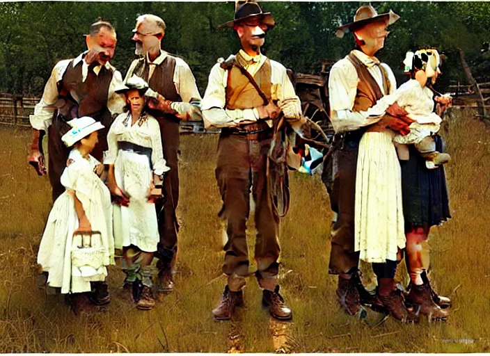 Prompt: mormon pioneers by norman rockwell, highly detailed