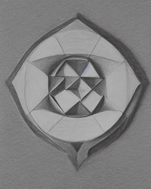 Image similar to a pencil drawing of a pentagon, Esher style