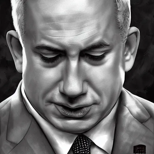 Prompt: benjamin netanyahu losing the elections, crying. digital painting, high detail, 8 k