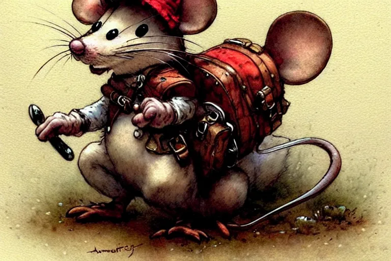 Prompt: adventurer ( ( ( ( ( anthropomorphic fantasy mouse. muted colors. ) ) ) ) ) by jean baptiste monge!!!!!!!!!!!!!!!!!!!!!!!!! chrome red