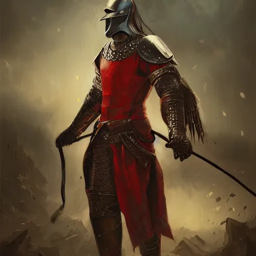 Prompt: beautiful red rooster wearing medieval suit of armor, illustration, concept art, art by wlop, dark, moody, dramatic