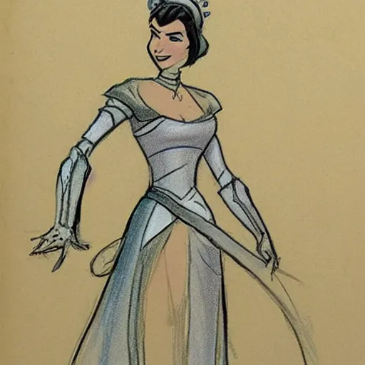 Prompt: milt kahl sketch of victoria justice as princess padme from star wars