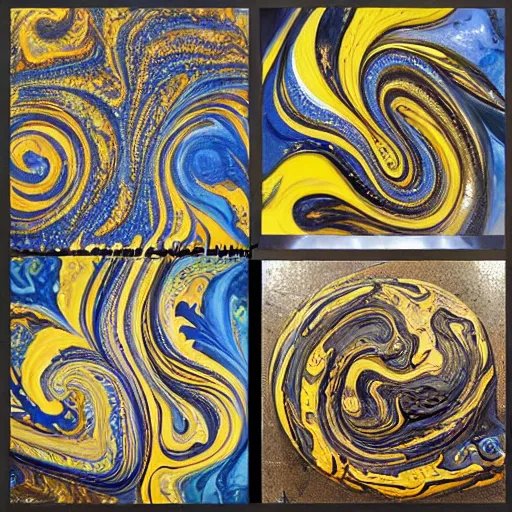 Image similar to Elaborate marble acrylic pour flow art abstract paint pouring painting, baroque motifs, swirls, kintsugi intricate roroco fractality