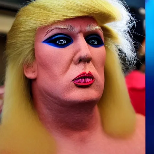 Image similar to Donald Trump in drag makeup