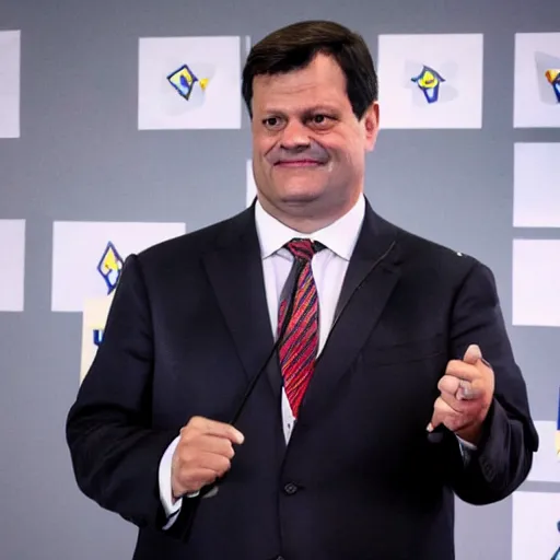 Image similar to Carlo Calenda in the style of Super Mario