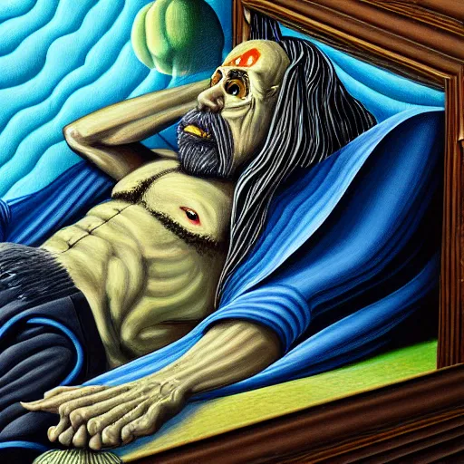 Image similar to highly detailed painting, the sleep of reason brings forth monsters