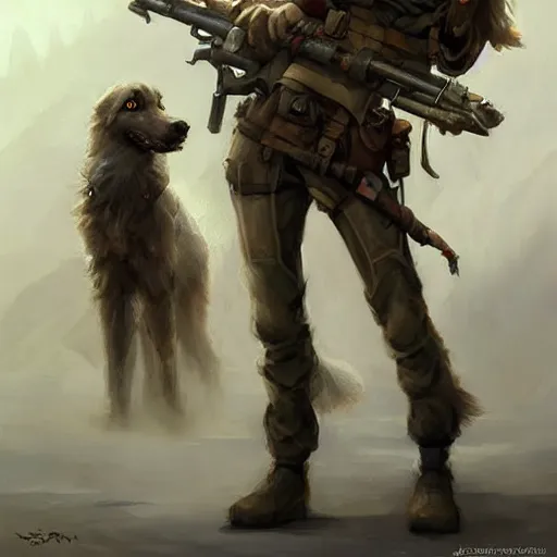 Prompt: anthropomorphic Borzoi wippet Sniper, Modern Sniper outfit, cute and adorable, pretty, beautiful, DnD character art portrait, matte fantasy painting, DeviantArt Artstation, by Jason Felix by Steve Argyle by Tyler Jacobson by Peter Mohrbacher, cinema